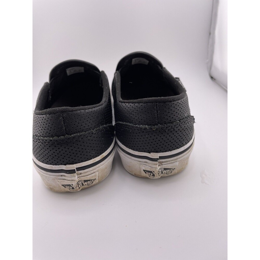 Vans Classic Slip-On Leather Black Skateboarding Shoes Womens Size 6 #508731 - Picture 4 of 7